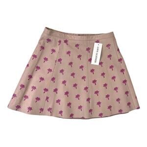 Love Leather Mini Skirt Pink Palm‎ Tree Print NEW